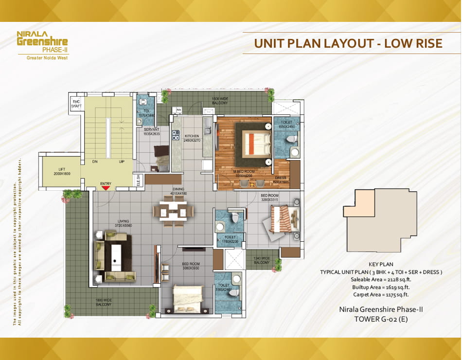 Nirala Greenshire Phase-2 3BED + 4TOI + SER + DRESS (2128 SQFT) Floor Plan